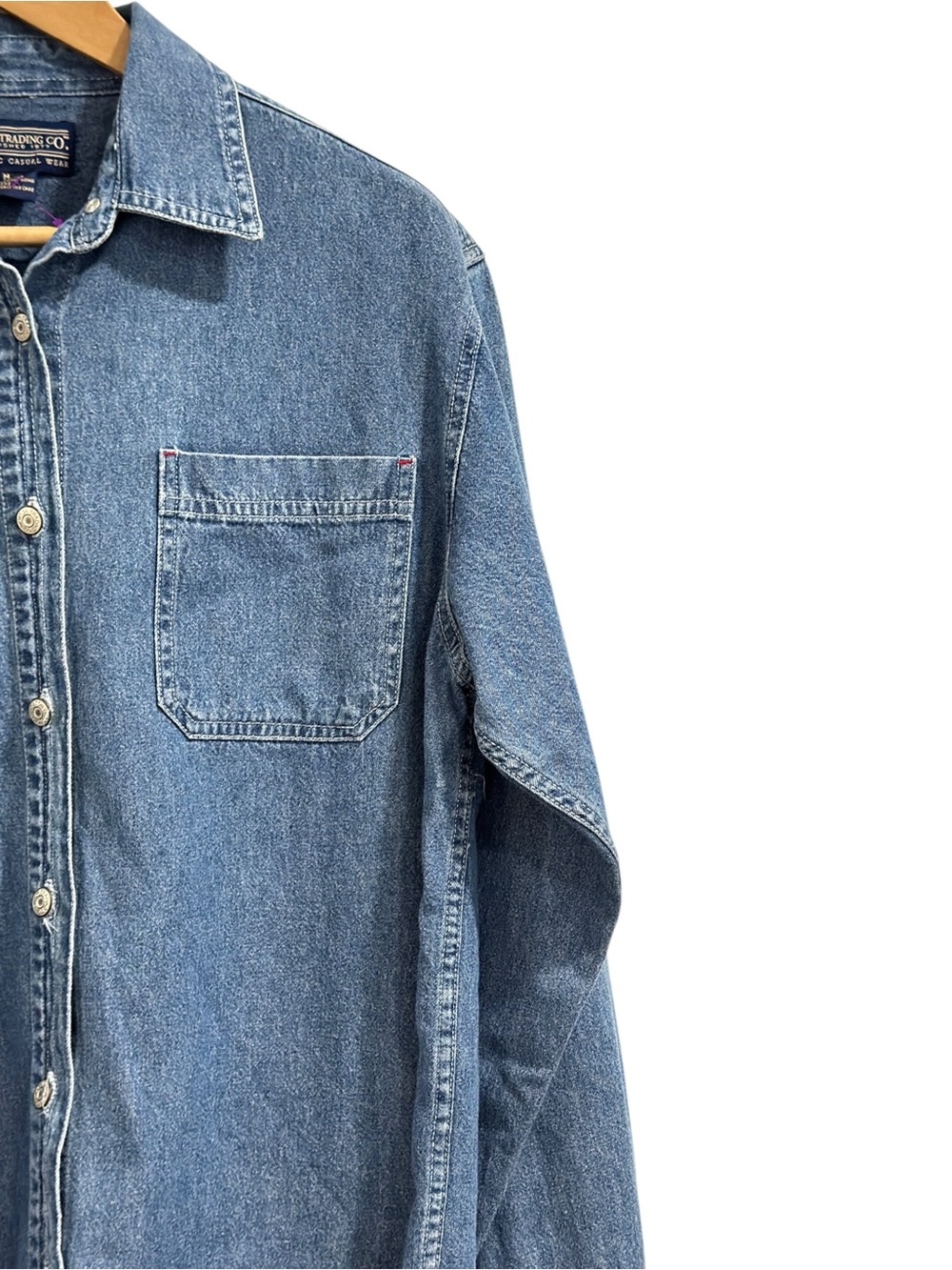 Newton Trading Co. Denim Button Front Shirt Medium Wash Chambray  Size M - Picture 6 of 11